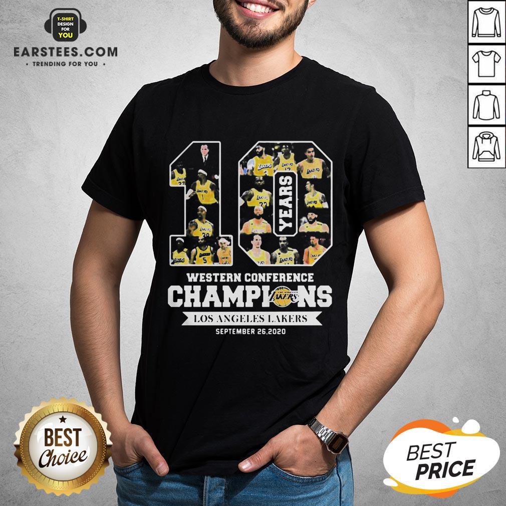 Perfect 10 Years Western Conference Champions Los Angeles Lakers September 26 2020 Shirt
