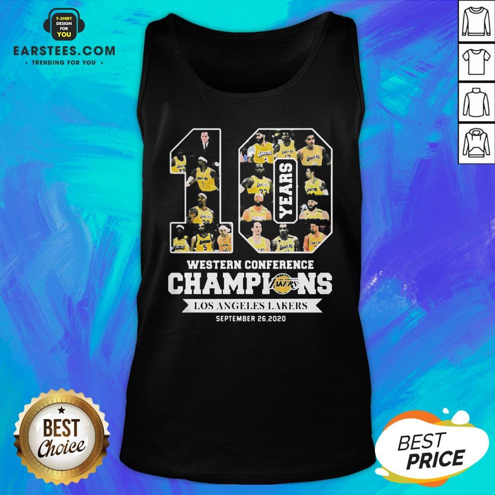 Perfect 10 Years Western Conference Champions Los Angeles Lakers September 26 2020 Shirt - Image 4