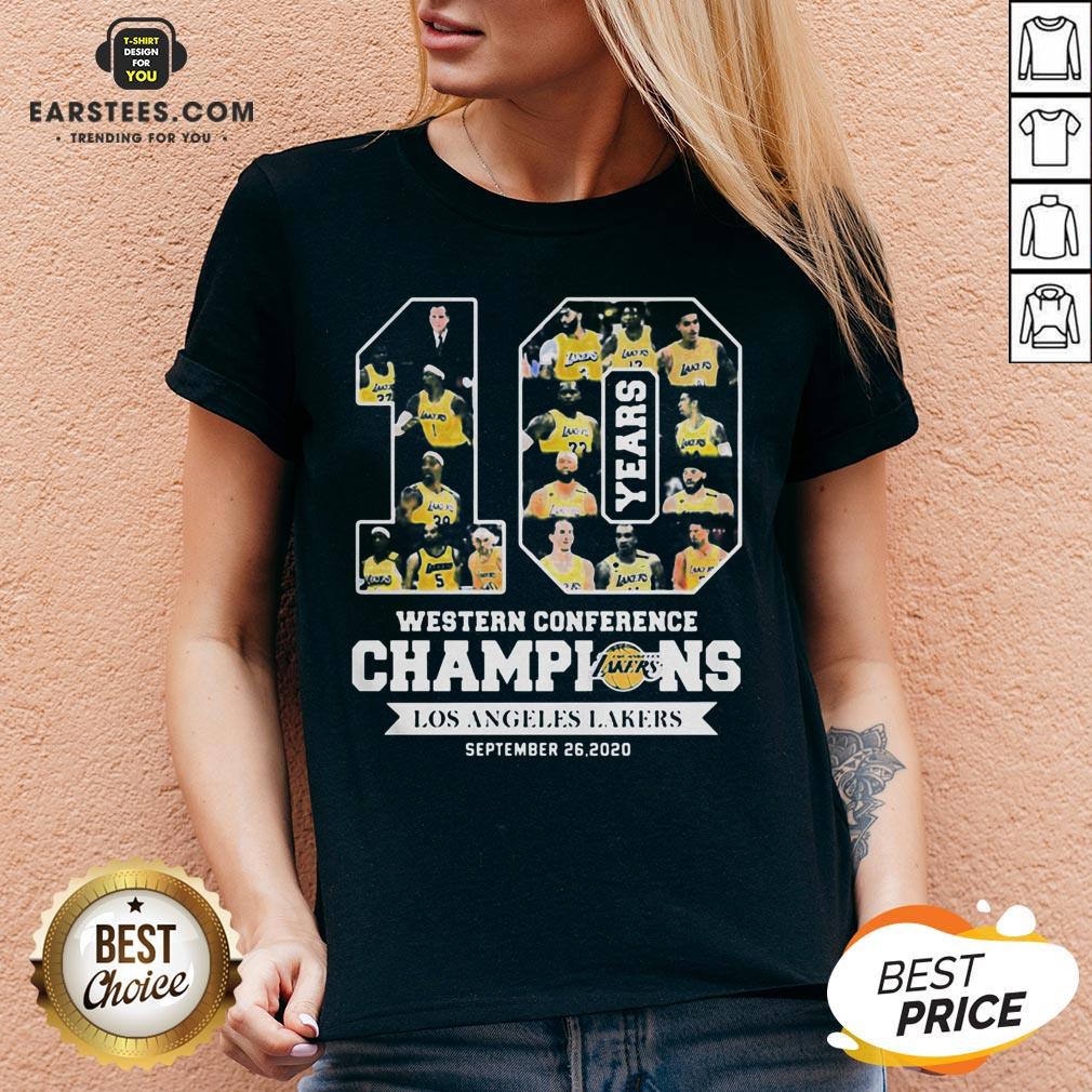 Perfect 10 Years Western Conference Champions Los Angeles Lakers September 26 2020 Shirt - Image 3