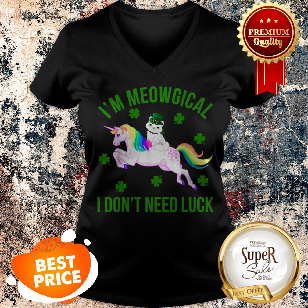 Nice I’m Meowgical St Patrick’s Day Leprechaun Cat Unicorn T-shirt - Image 3
