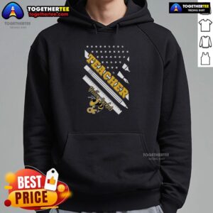 Alternative view of Premium Georgia Tech Yellow Jackets X Teacher American Flag T-Shirt