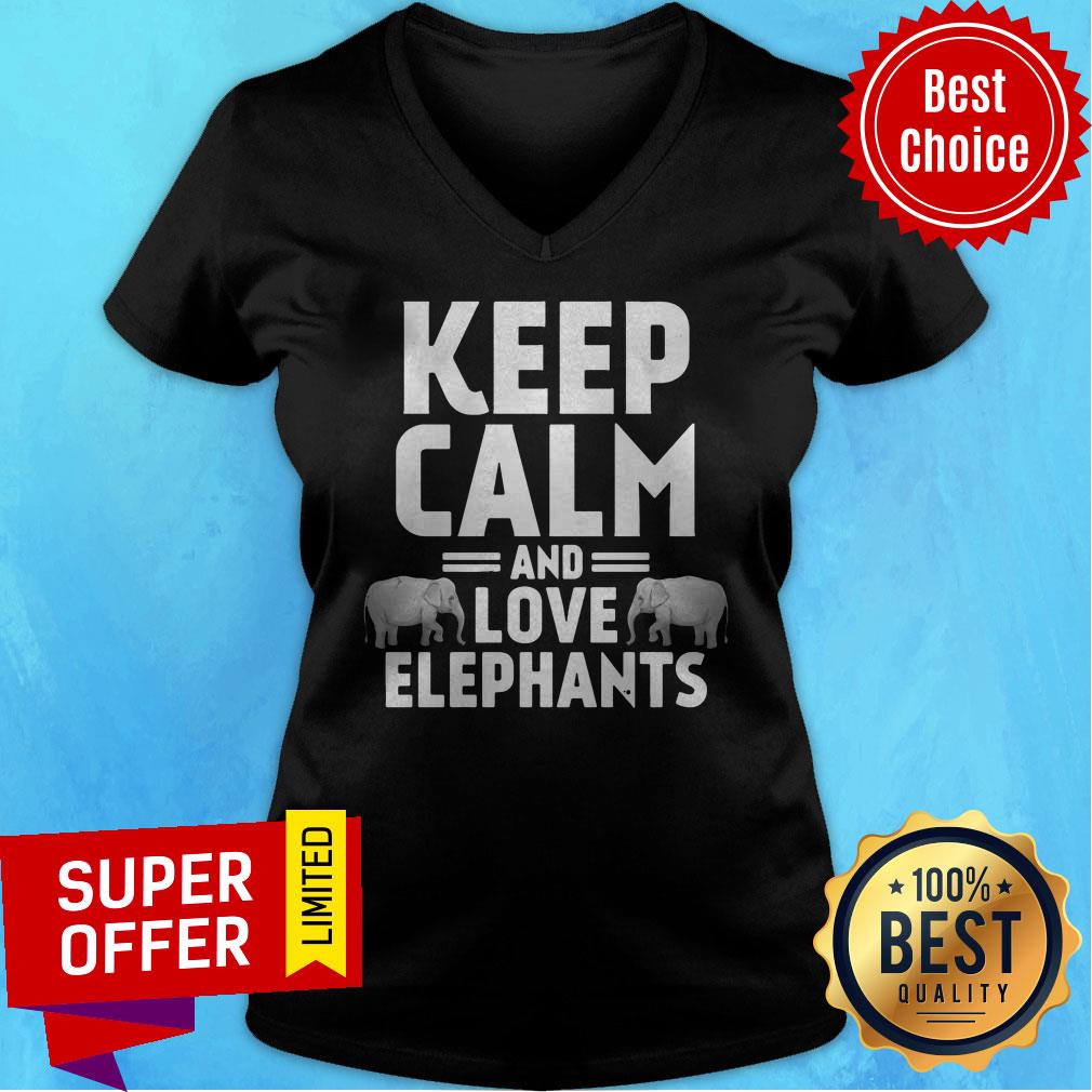 Funny Keep Calm And Love Elephants Shirt - Image 3