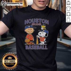Good Charlie Brown Snoopy And Woodstock With Houston Astros Baseball Jersey Est 1962 T-Shirt