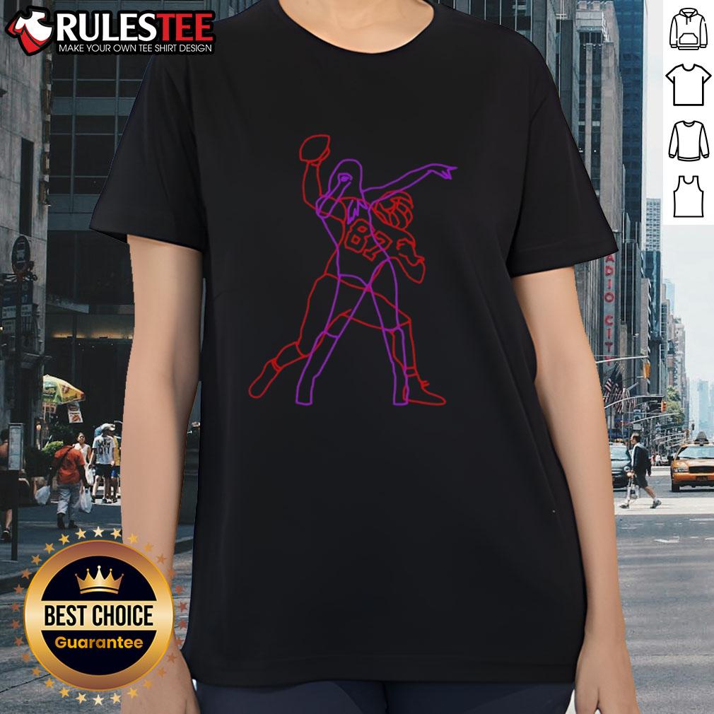 Awesome Neon Lights Duo Football No. 87 T-Shirt - Image 3