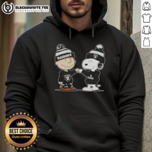 Alternative view of Nice Peanuts Charlie Brown Fist Bump Snoopy X Las Vegas Raiders Football T-Shirt