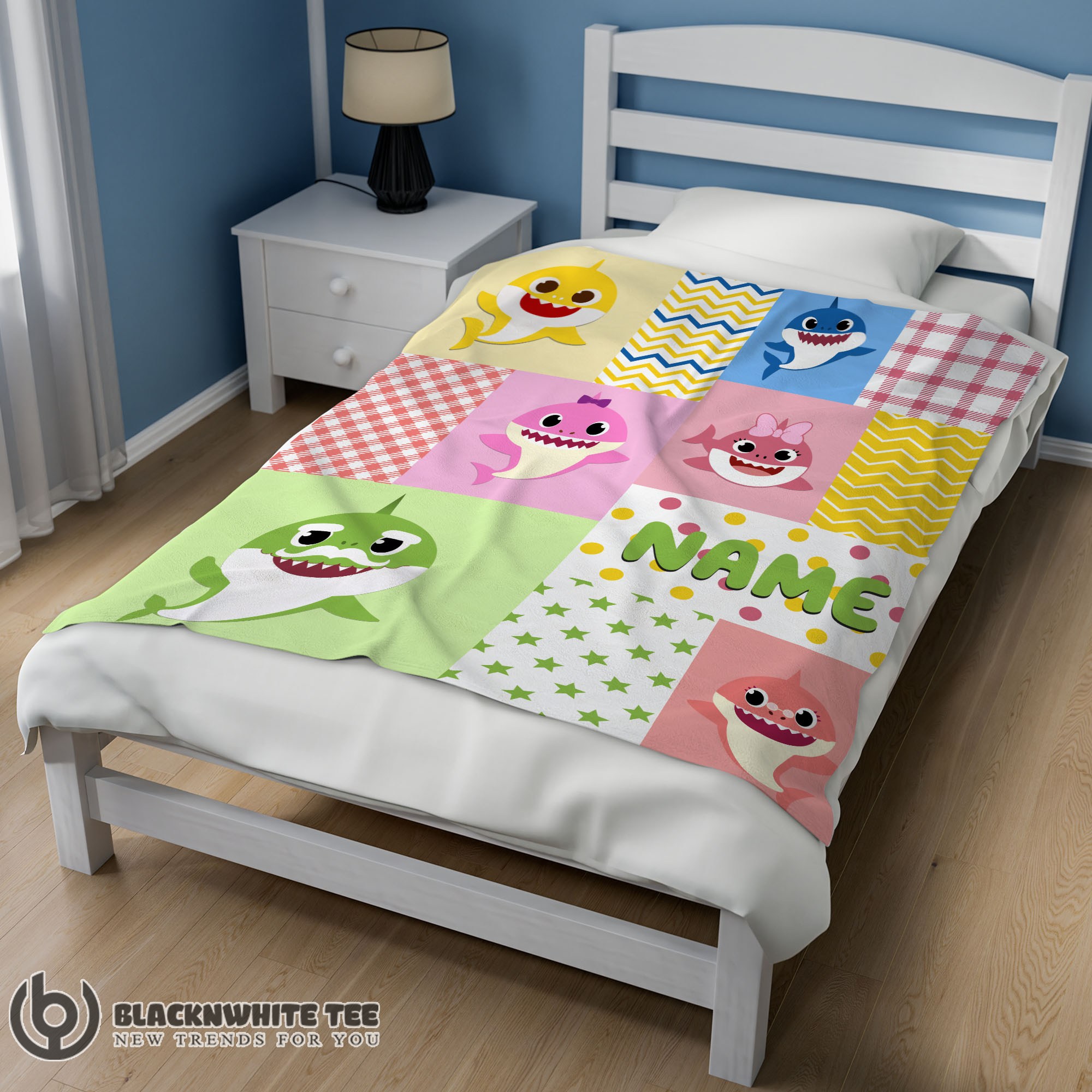Awesome Good Personalized Colorful Baby Shark Blanket Fleece Customized Blanket - Image 2