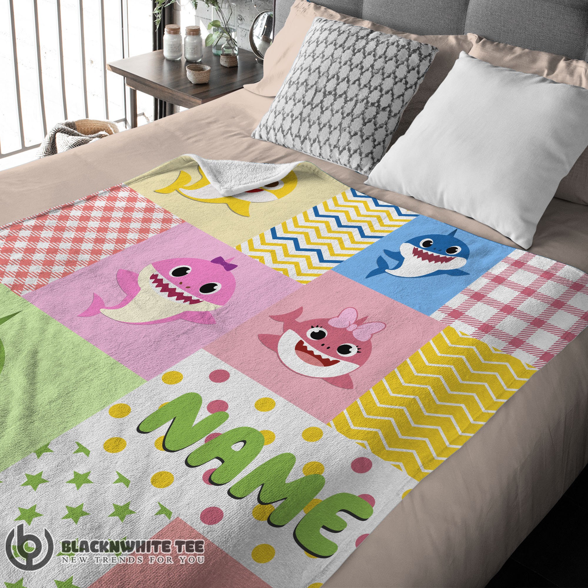 Awesome Good Personalized Colorful Baby Shark Blanket Fleece Customized Blanket - Image 3
