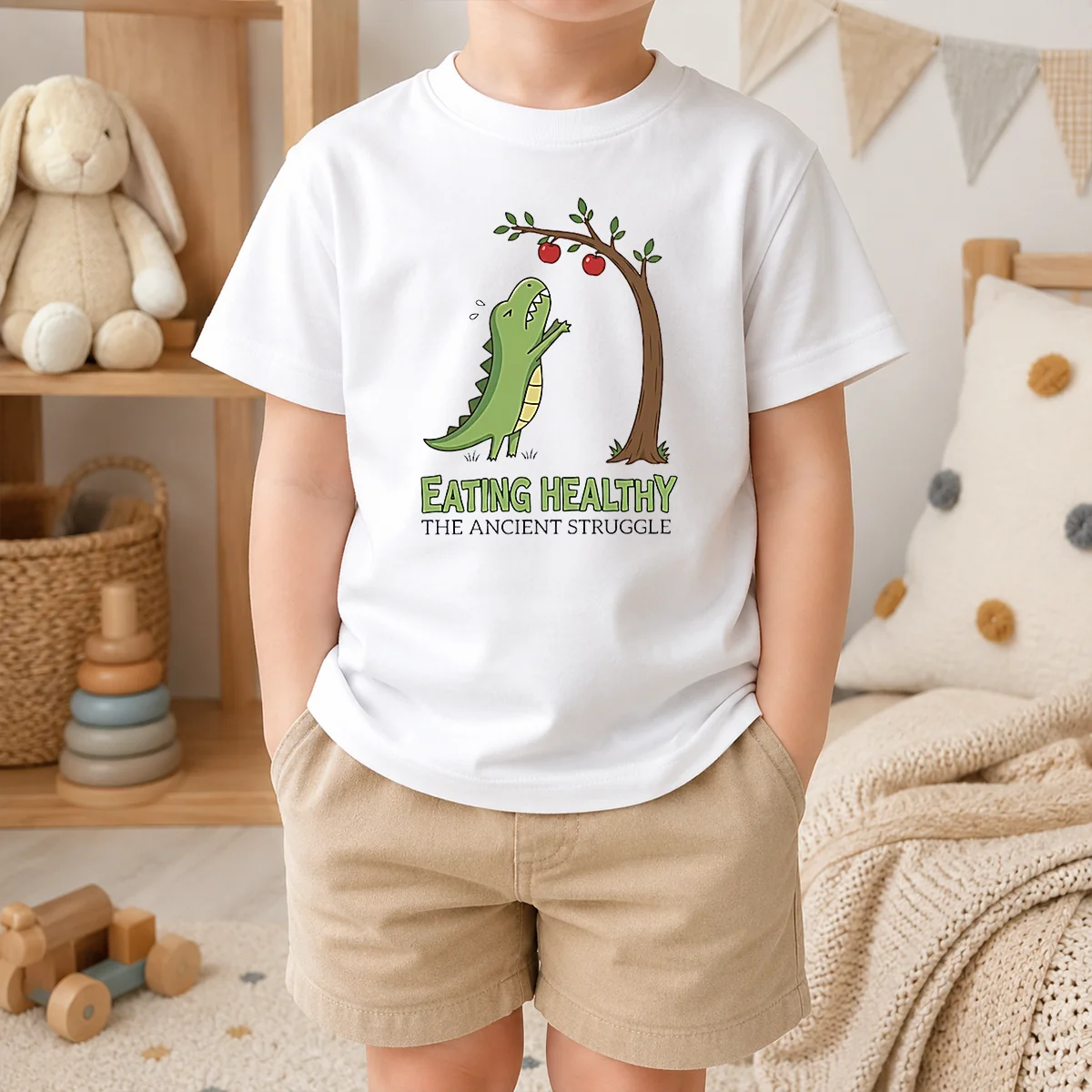 Good T Rex Eating Healthy The Ancient Struggle Shirt - Image 9