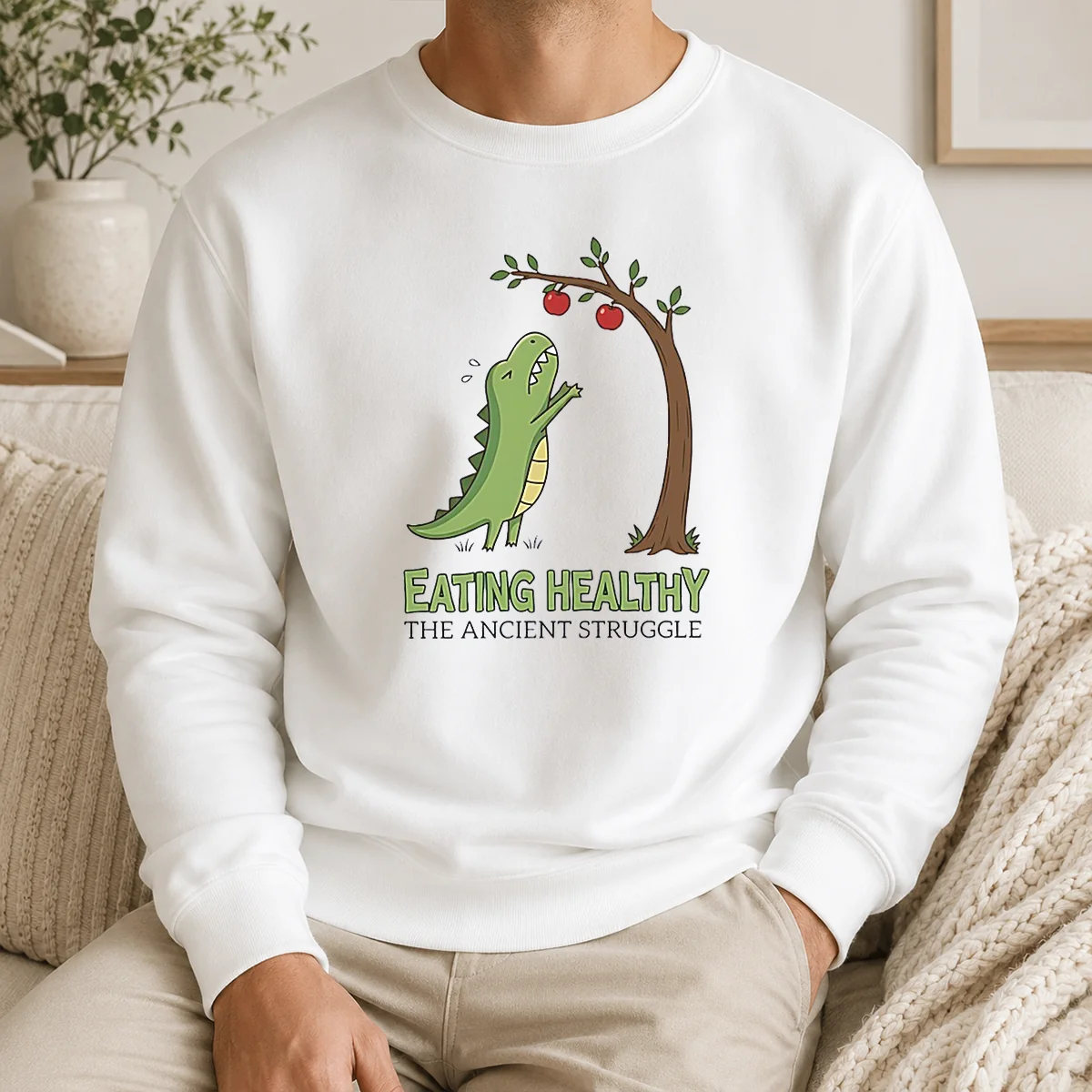 Good T Rex Eating Healthy The Ancient Struggle Shirt - Image 7