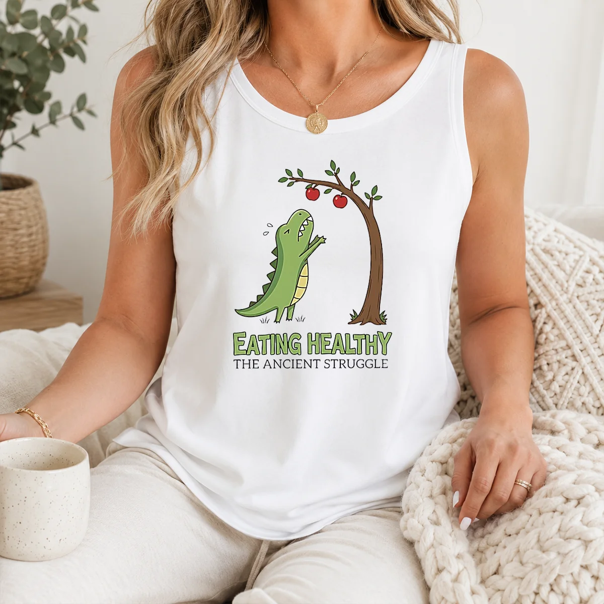 Good T Rex Eating Healthy The Ancient Struggle Shirt - Image 3
