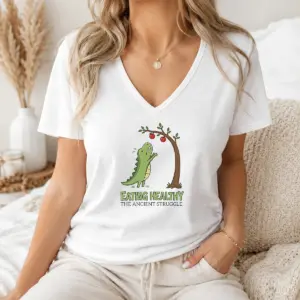 Alternative view of Good T Rex Eating Healthy The Ancient Struggle Shirt