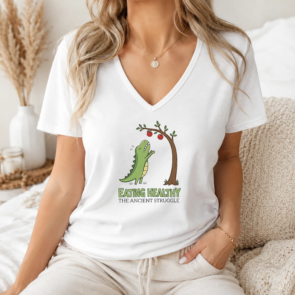Good T Rex Eating Healthy The Ancient Struggle Shirt - Image 2