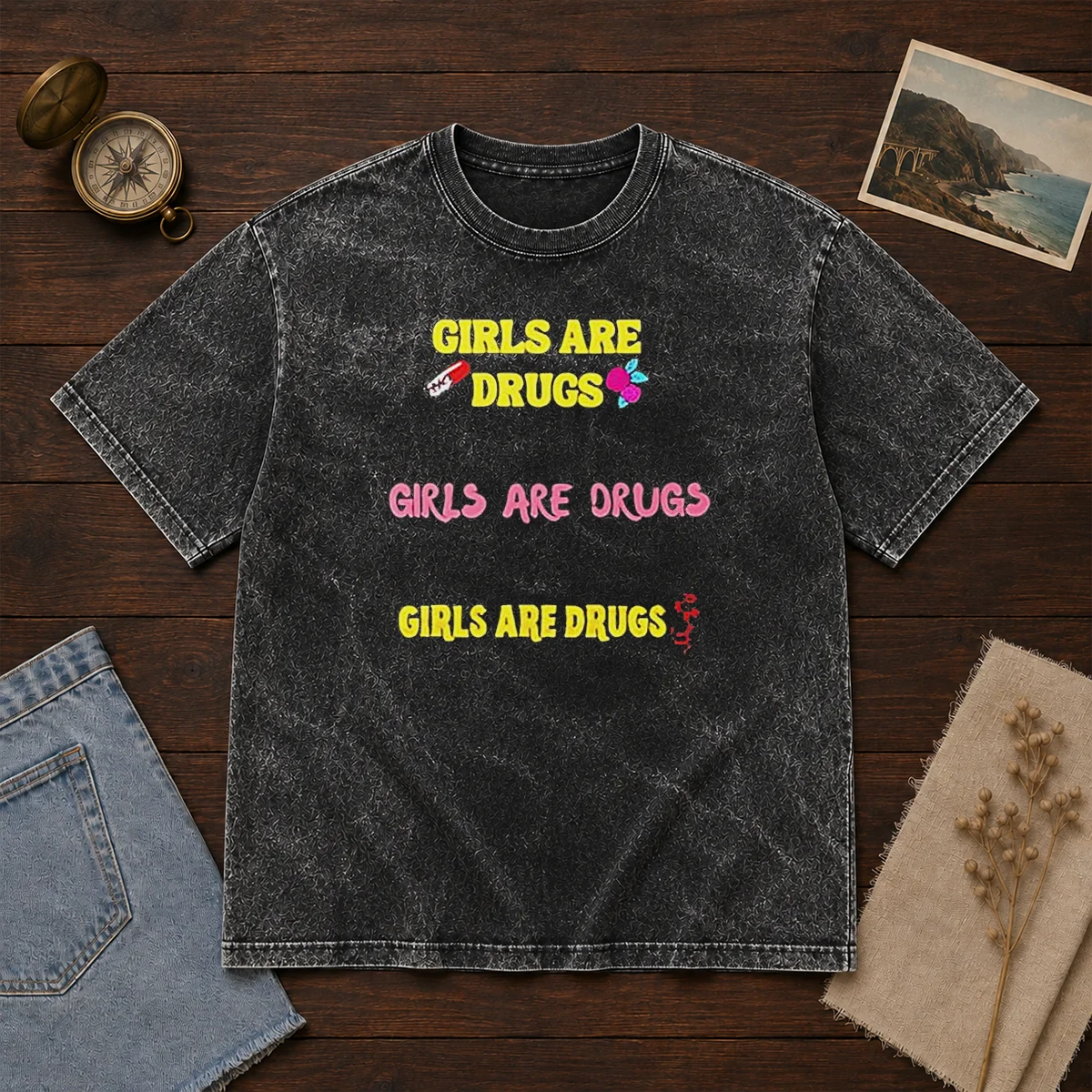 Pretty Girls Are Drugs Girls Are Drugs Girls Are Drugs Pill Rose Flower Shirt - Image 8