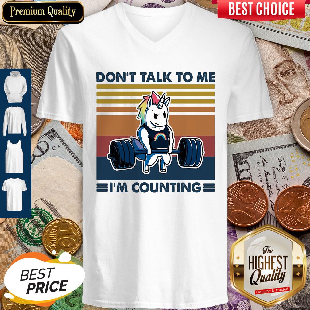 Dont Talk To Me Im Counting Unicorn Weightlifting Vintage Shirt - Image 2