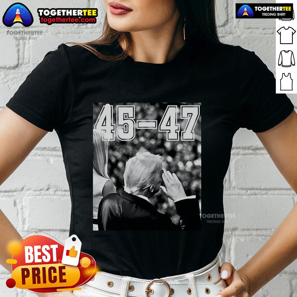 Top 45-47 President Trump Military Salutes On Final Vintage T-Shirt - Image 3
