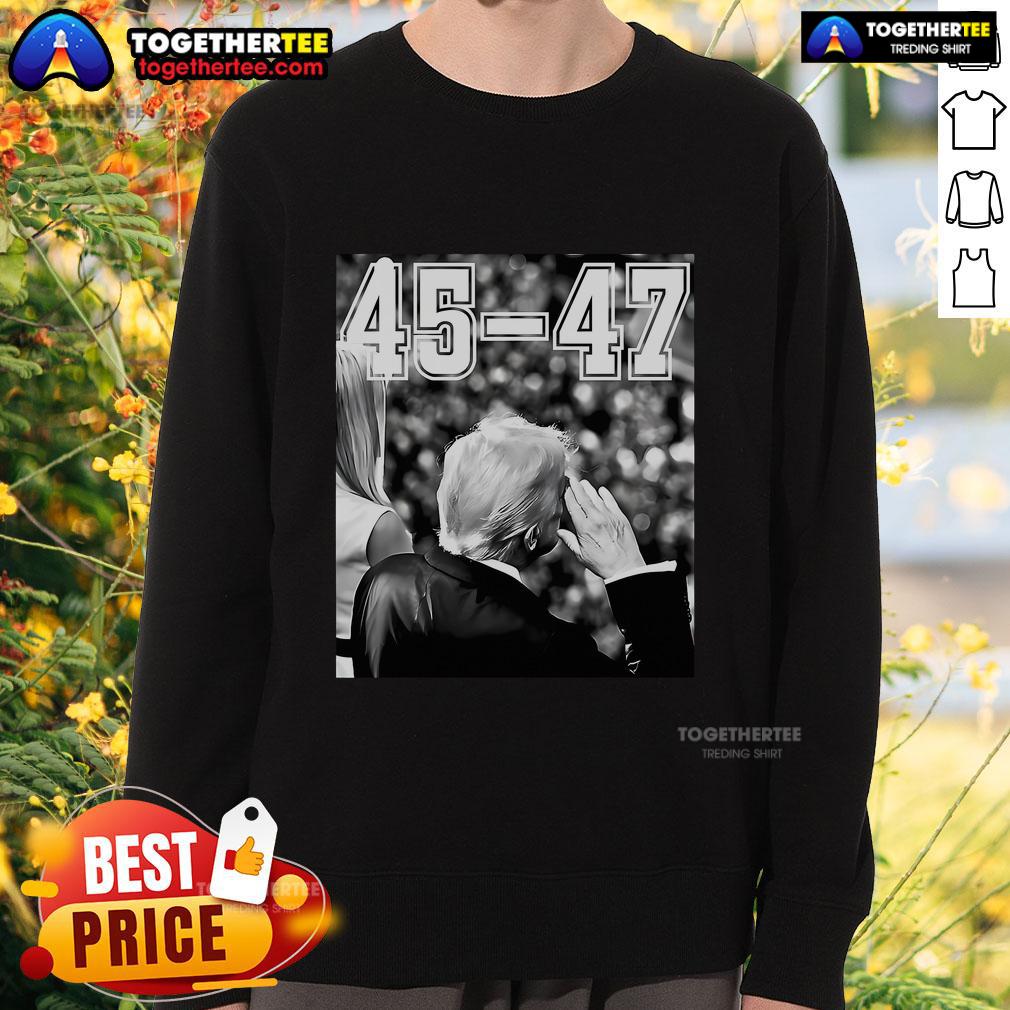 Top 45-47 President Trump Military Salutes On Final Vintage T-Shirt - Image 5