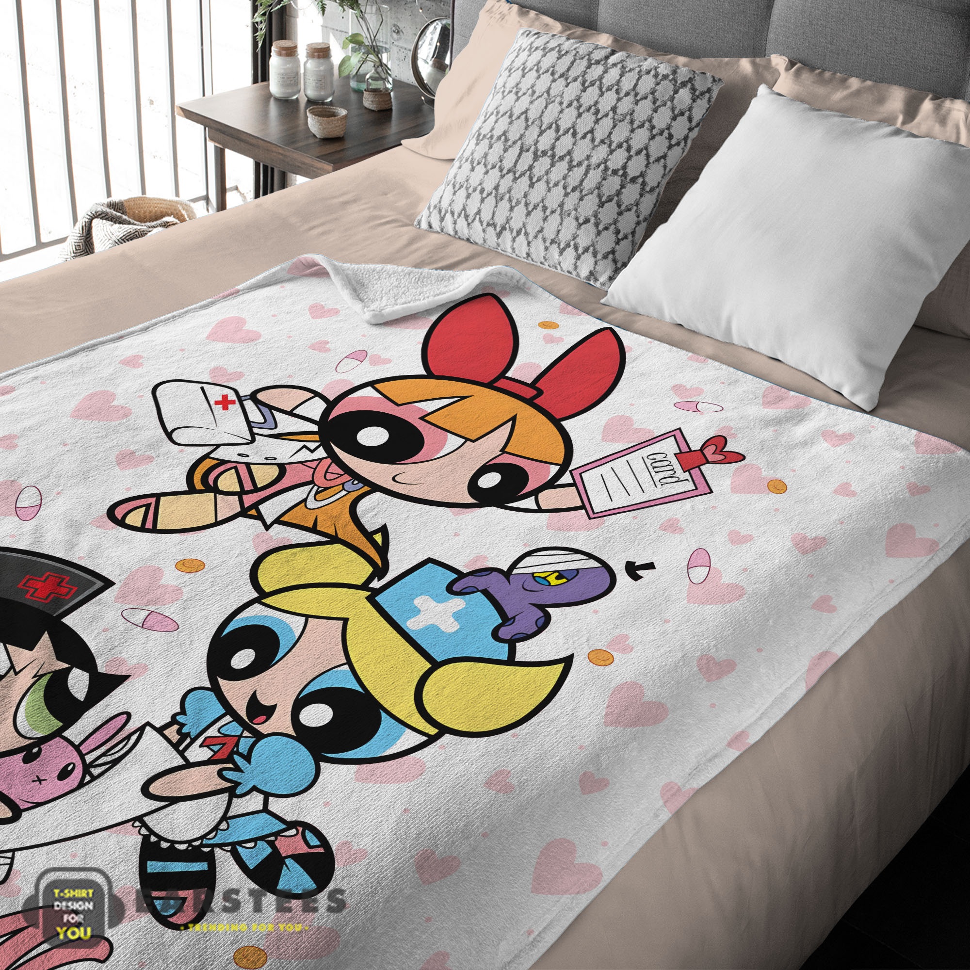 Good Cartoon Network The Powerpuff Girls Nurse Blanket Fleece Customized Blanket - Image 2
