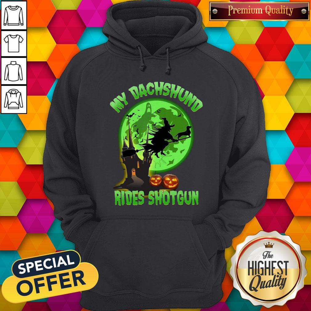 My Dachshund Rides Shotgun Halloween Moon Shirt - Image 4