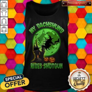 Alternative view of My Dachshund Rides Shotgun Halloween Moon Shirt