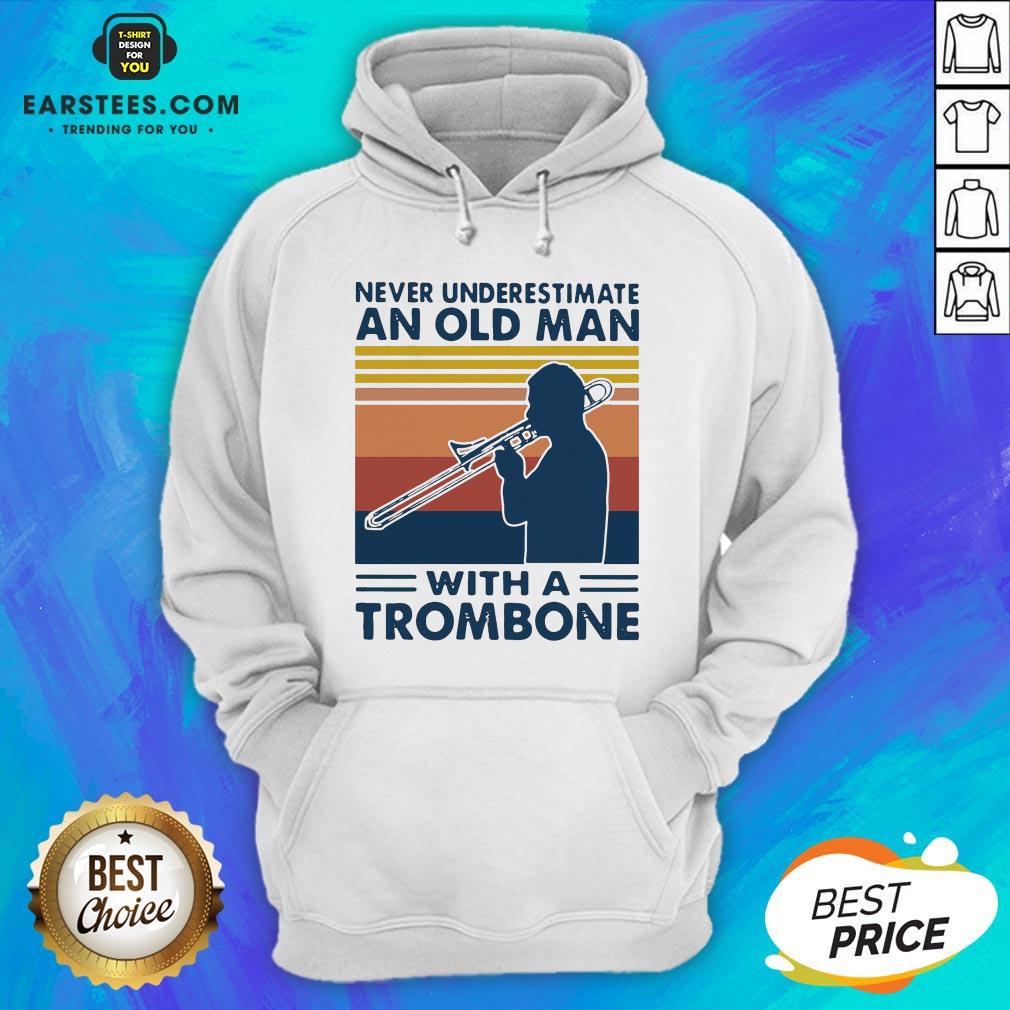 Never Underestimate An Old Man With A Trombone Vintage Retro Shirt - Image 2