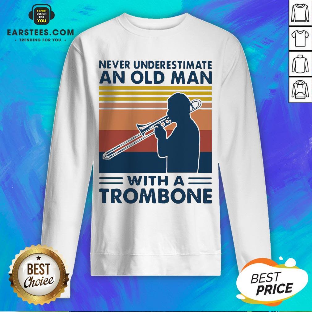 Never Underestimate An Old Man With A Trombone Vintage Retro Shirt - Image 5