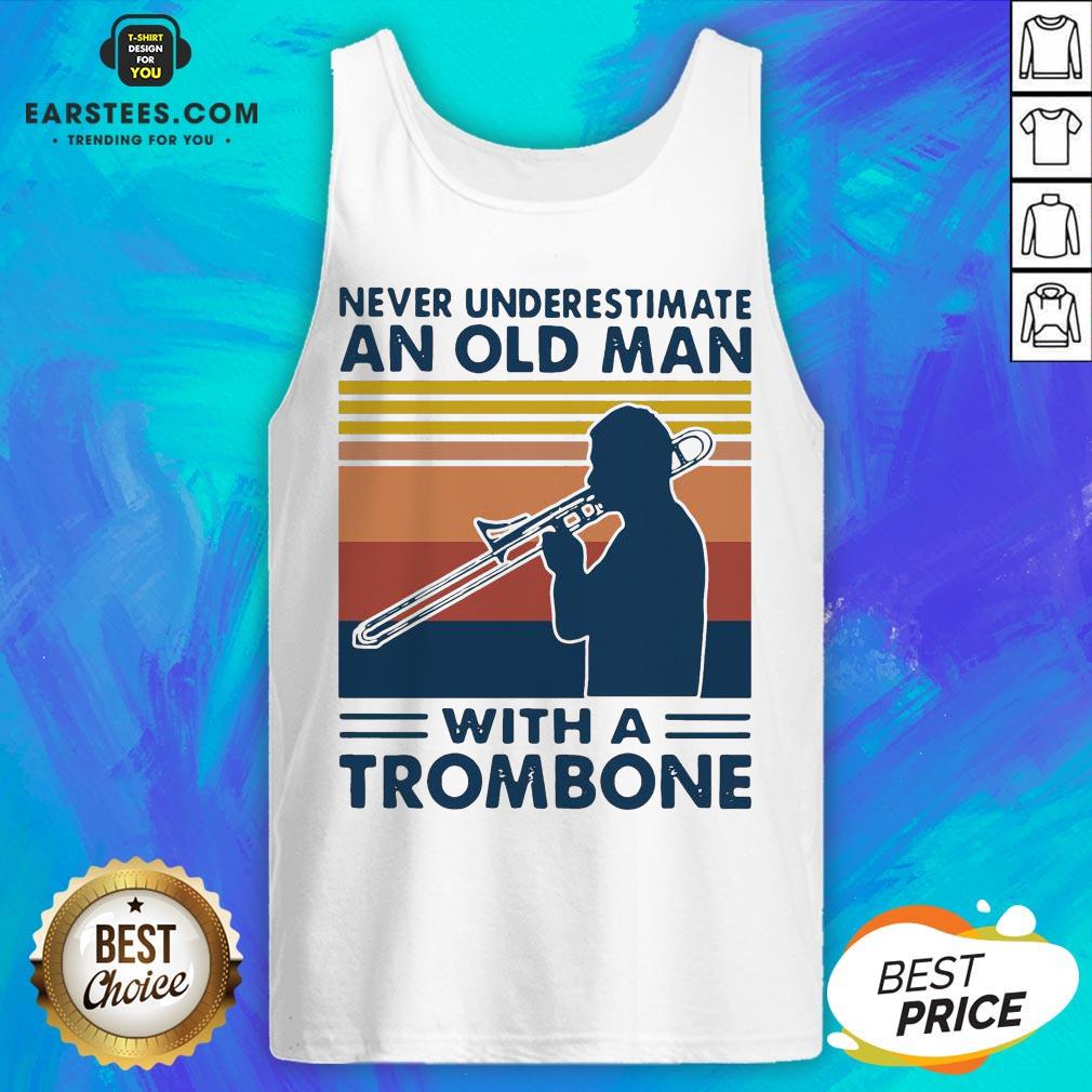 Never Underestimate An Old Man With A Trombone Vintage Retro Shirt - Image 4