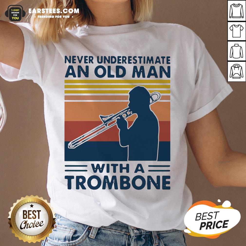 Never Underestimate An Old Man With A Trombone Vintage Retro Shirt - Image 3