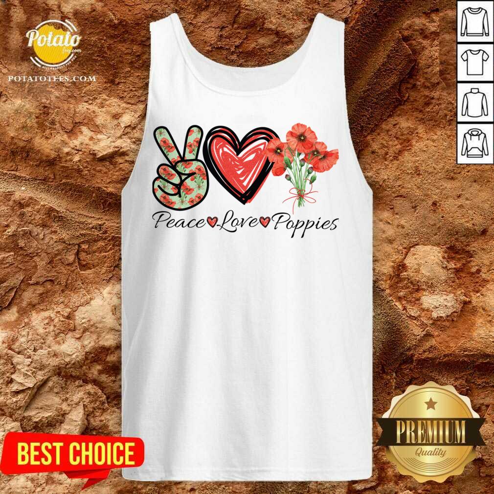 Perfect Peace Love Poppies Flowers Red heart Classic Shirt - Image 2