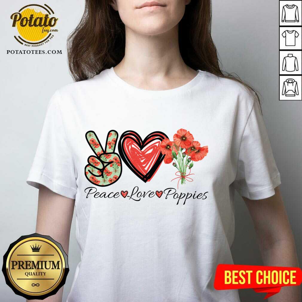 Perfect Peace Love Poppies Flowers Red heart Classic Shirt - Image 3