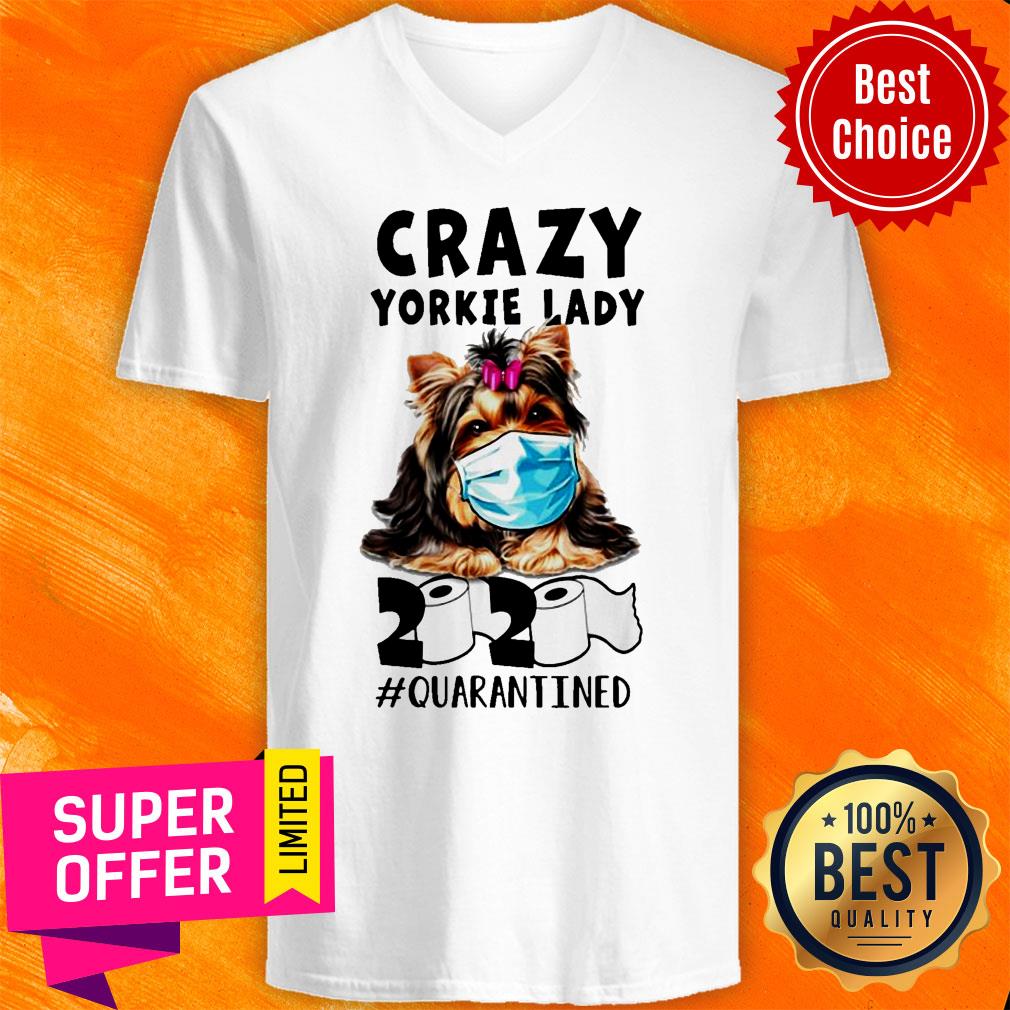 Awesome Crazy Yorkie Lady 2020 Quarantined Shirt - Image 4