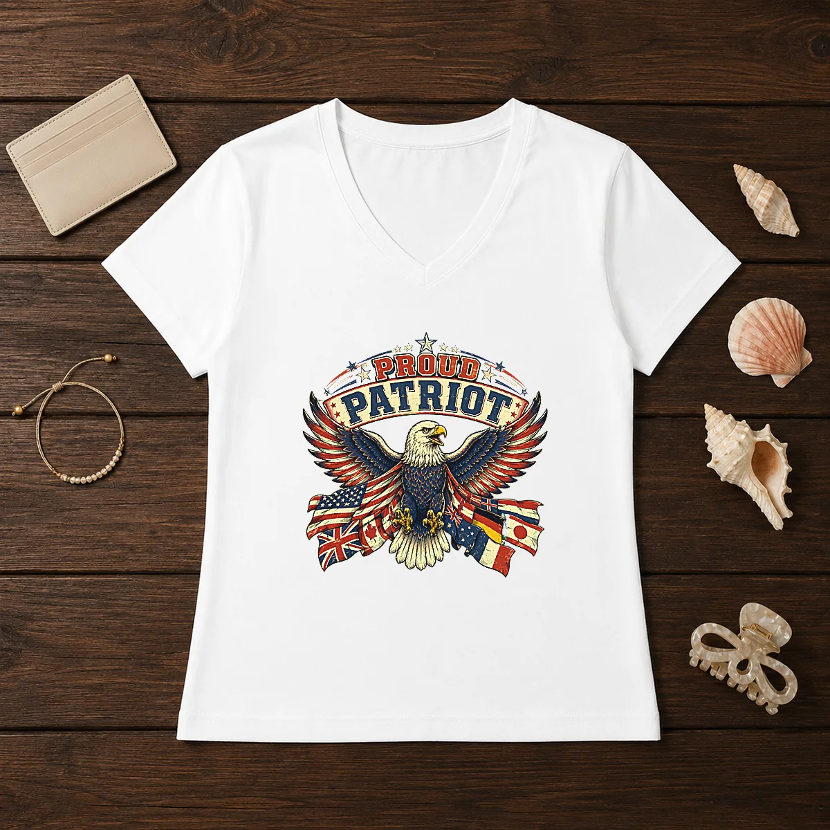 Funny Proud Patriot Vintage Shirt With Soaring Eagle Shirt - Image 2