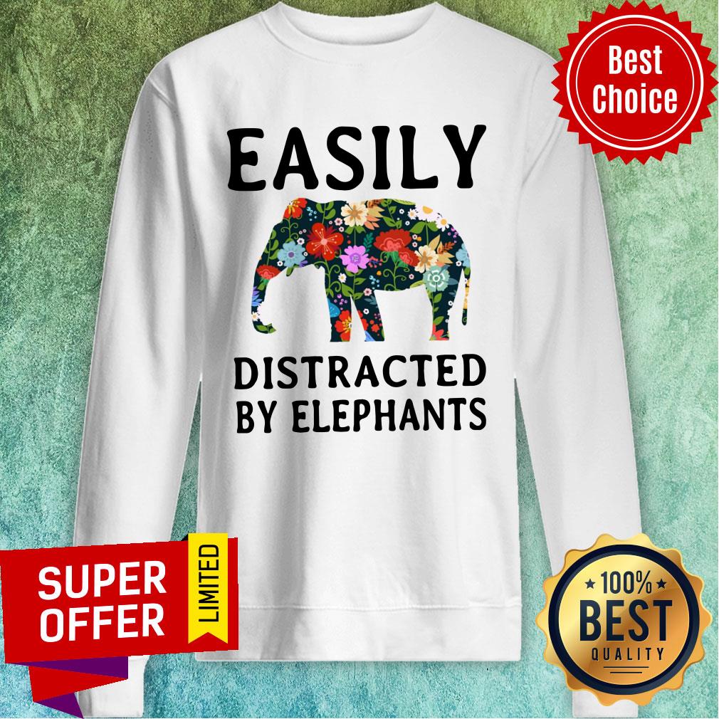 Easily Distracted By Elephants Flower Shirt - Image 5