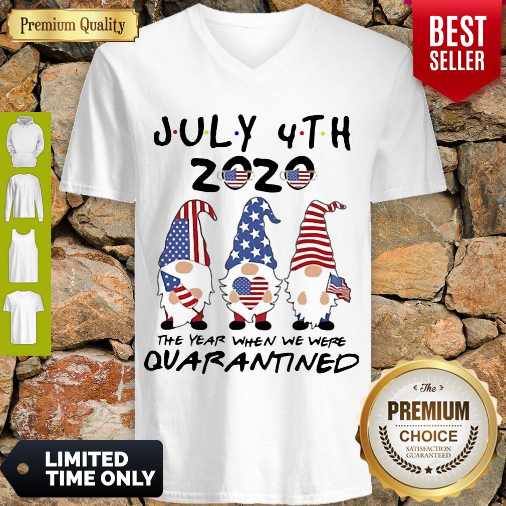 Good July 4th 2020 Mask Gnomes Independence Day The One Where They Were Quarantined Shirt - Image 2