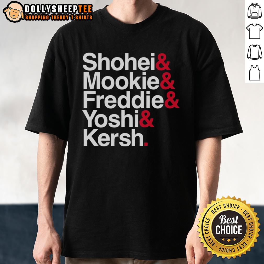 Awesome Los Angeles Dodgers Baseball Ampersand Stars Shohei And Mookie And Freddie And Yoshi And Kersh T-Shirt