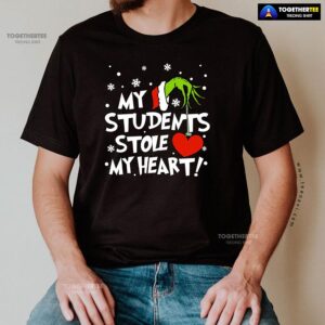 Alternative view of Grinch Hand Holding Heart My Students Stole My Heart T-Shirt