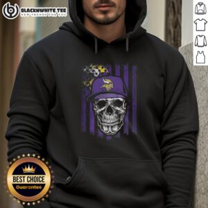 Alternative view of Good Minnesota Vikings NFL Skull American Flag Football Lover T-Shirt