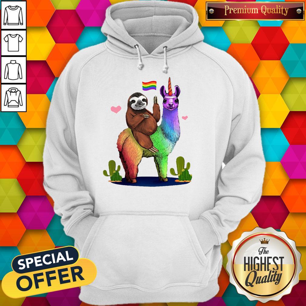 Sloth Riding Llama Lgbt Gay Lesbian Pride 2020 Shirt - Image 3
