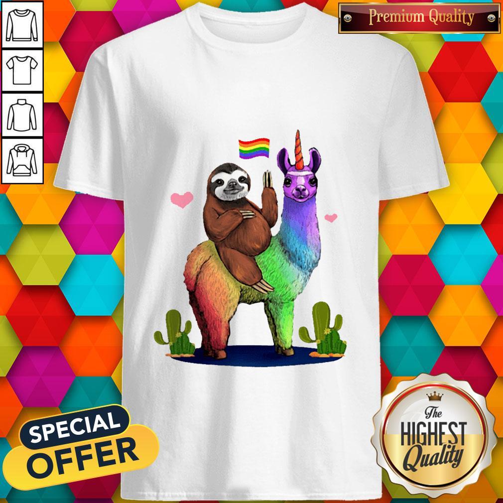 Sloth Riding Llama Lgbt Gay Lesbian Pride 2020 Shirt