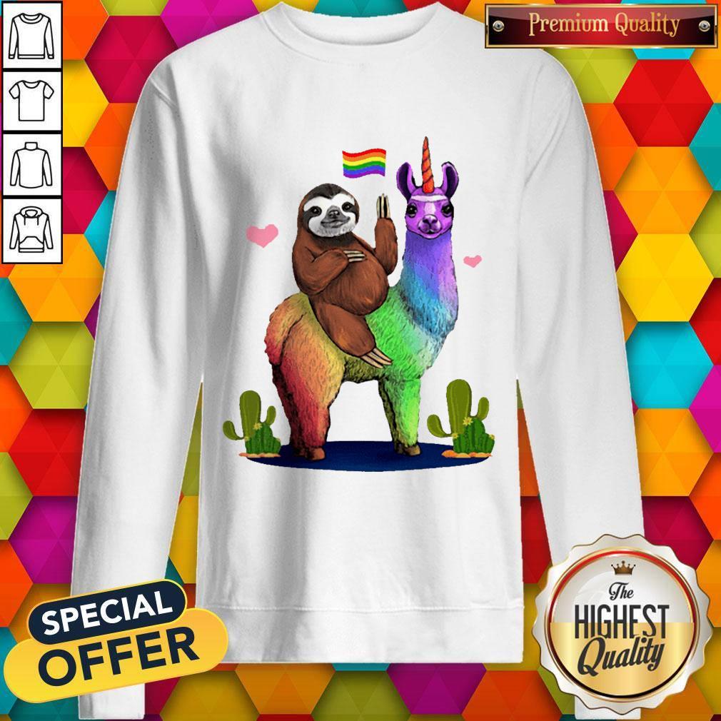 Sloth Riding Llama Lgbt Gay Lesbian Pride 2020 Shirt - Image 5
