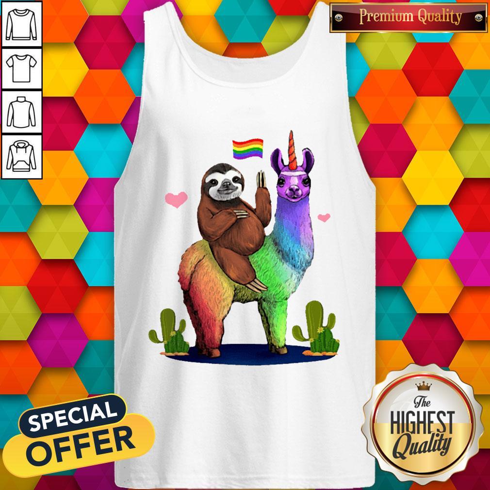 Sloth Riding Llama Lgbt Gay Lesbian Pride 2020 Shirt - Image 4