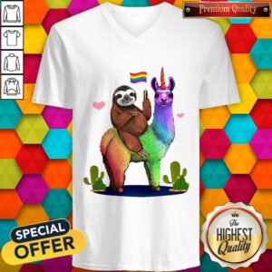 Alternative view of Sloth Riding Llama Lgbt Gay Lesbian Pride 2020 Shirt