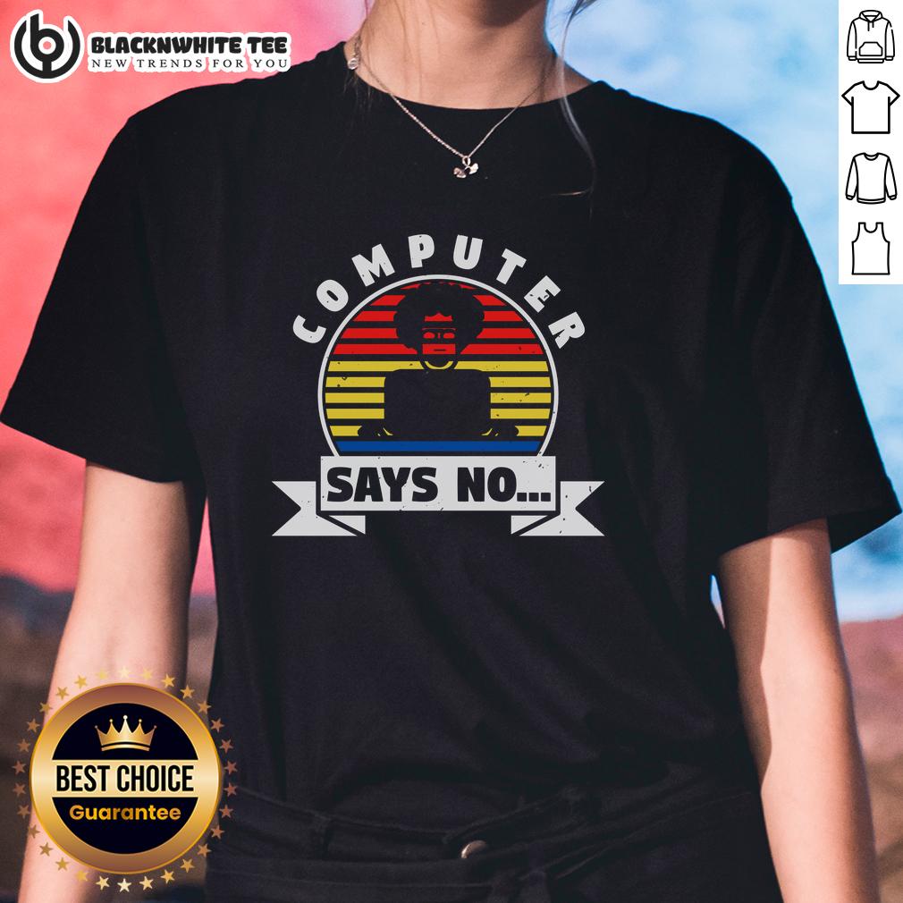 Pretty Computer Says No Retro Vintage Sunset T-Shirt - Image 3