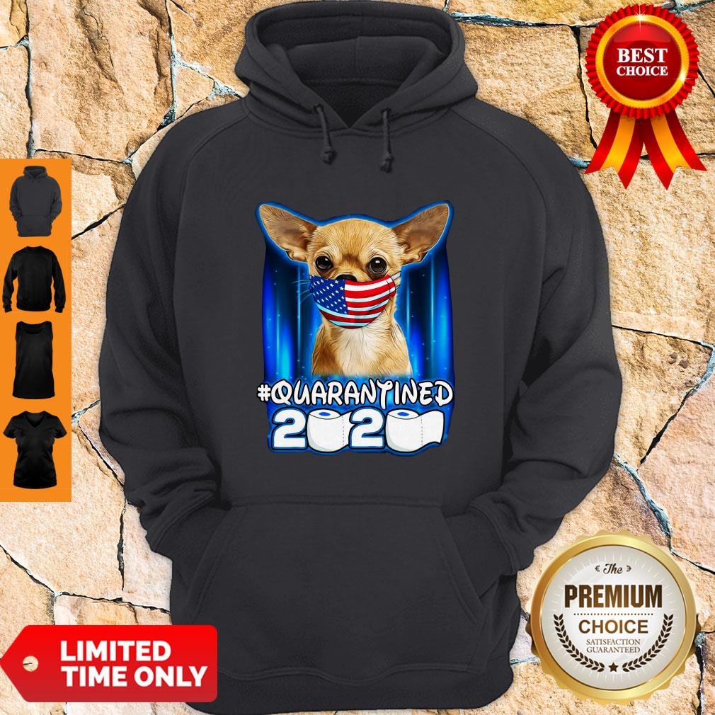 Funny Chihuahua Face Mask American Flag Quarantined 2020 Shirt - Image 2