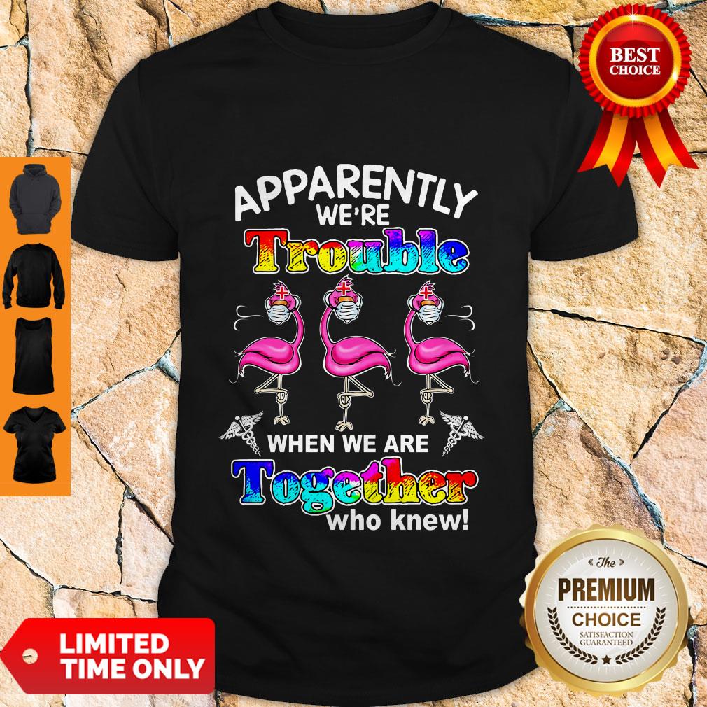 Good Flamingo Face Mask Coronavirus Apparently We Are Trouble Shirt
