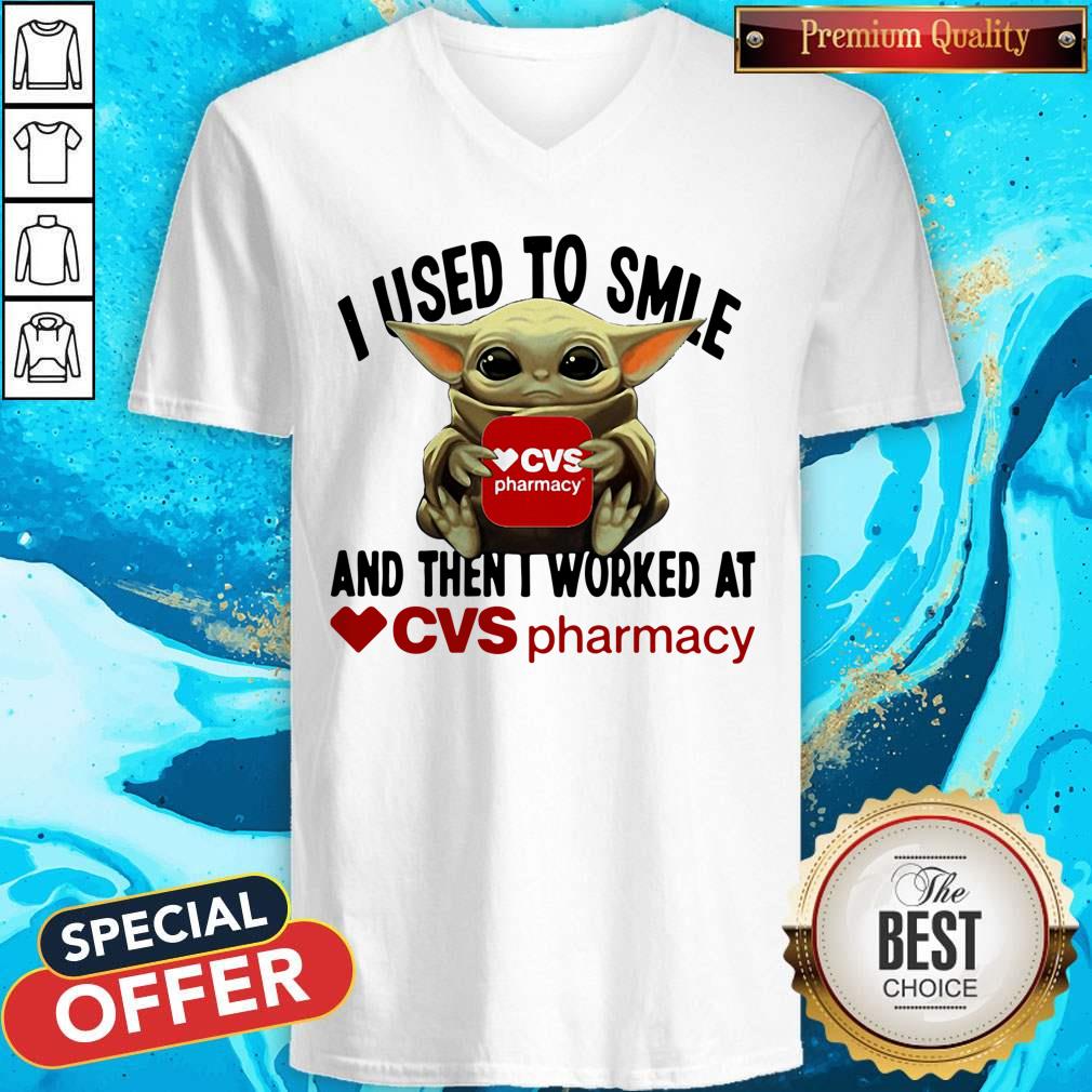 Baby Yoda Hug CVS Pharmacy I Used To Smile And Then I Worked At Shirt - Image 2