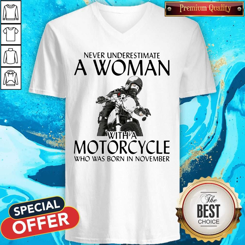 Never Underestimate A Woman With Morocrycle Who Was Born In November Shirt - Image 2