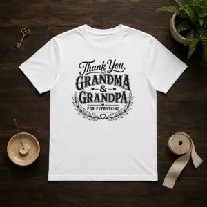 Awesome Grandparents Day Thank You With Line Art Typography Shirt