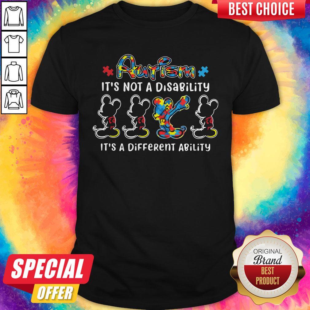 Mickey Mouse Autism It's Not A Disability It's A Different Ability Shirt