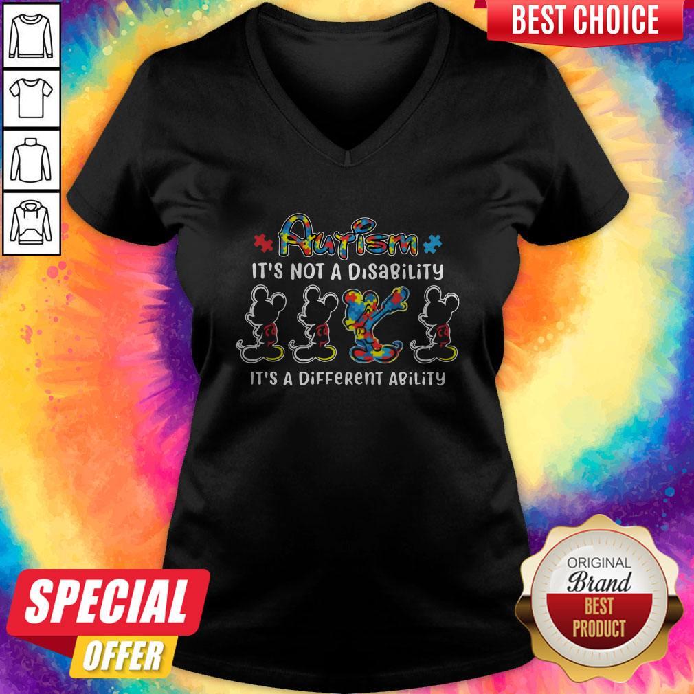 Mickey Mouse Autism It's Not A Disability It's A Different Ability Shirt - Image 2