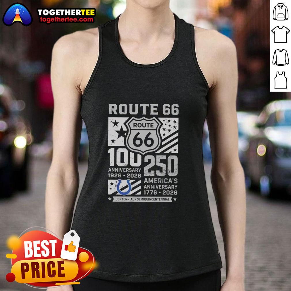 Official Indianapolis Colts Route 66 Centennial 100th Anniversary 1926 2026 250th America Anniversary T-Shirt - Image 4